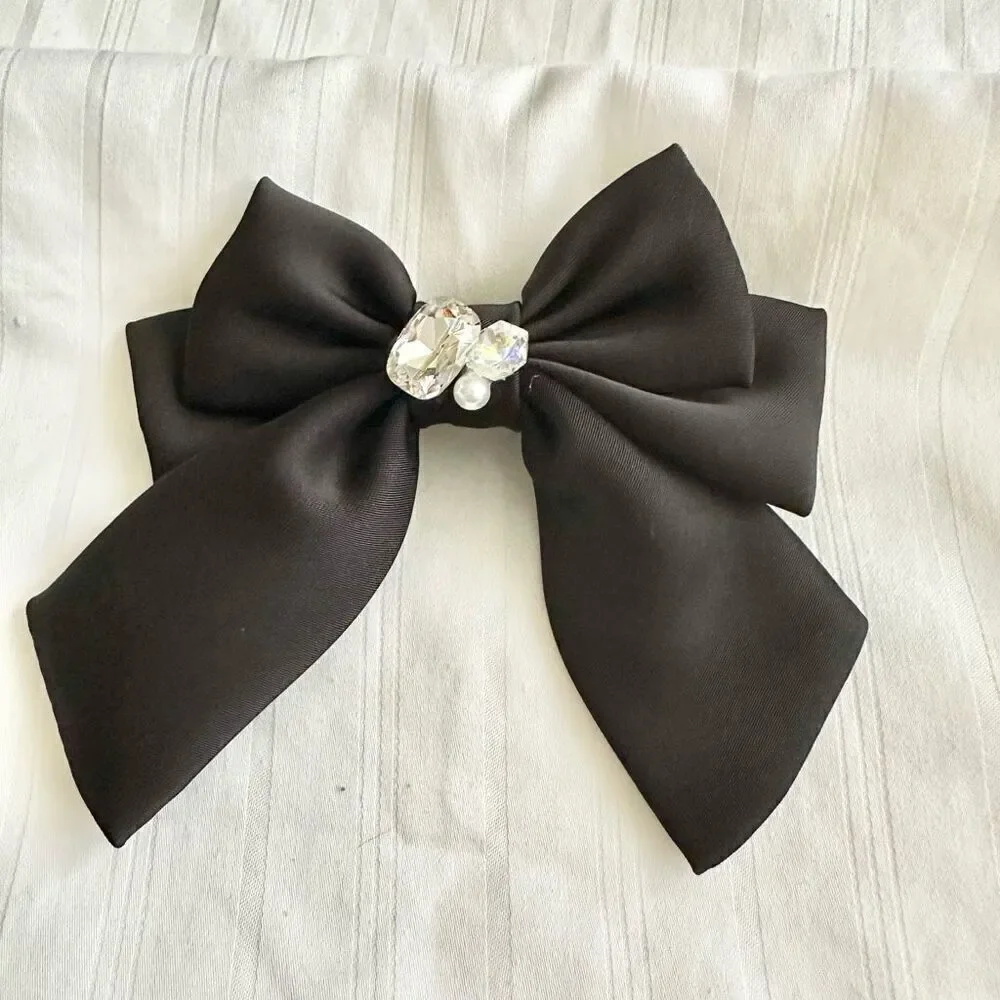 Black jeweled stunning hair bow